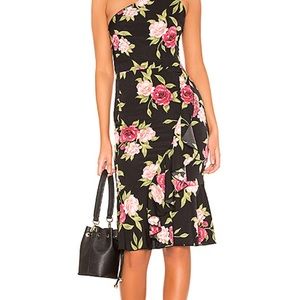 Revolve Cynthia one shoulder dress, black floral